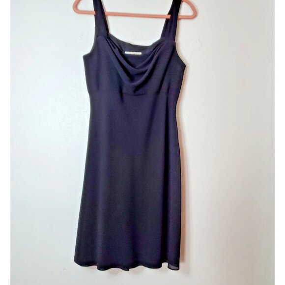 Black Dress Size 12 Cocktail Sleeveless Side Zip Draped Front Lined - Picture 1 of 11